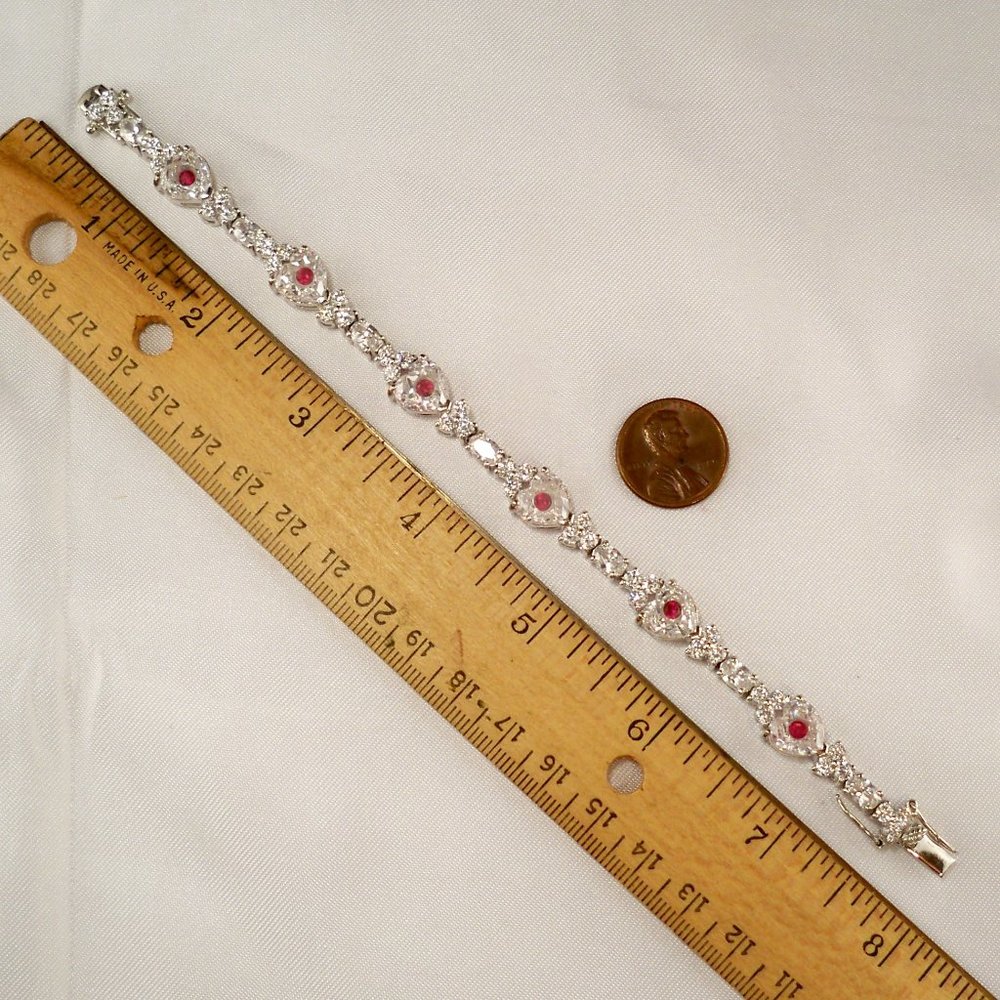 New Ruby Red Stone Floating Heart Cut Cubic Zirco… - image 6